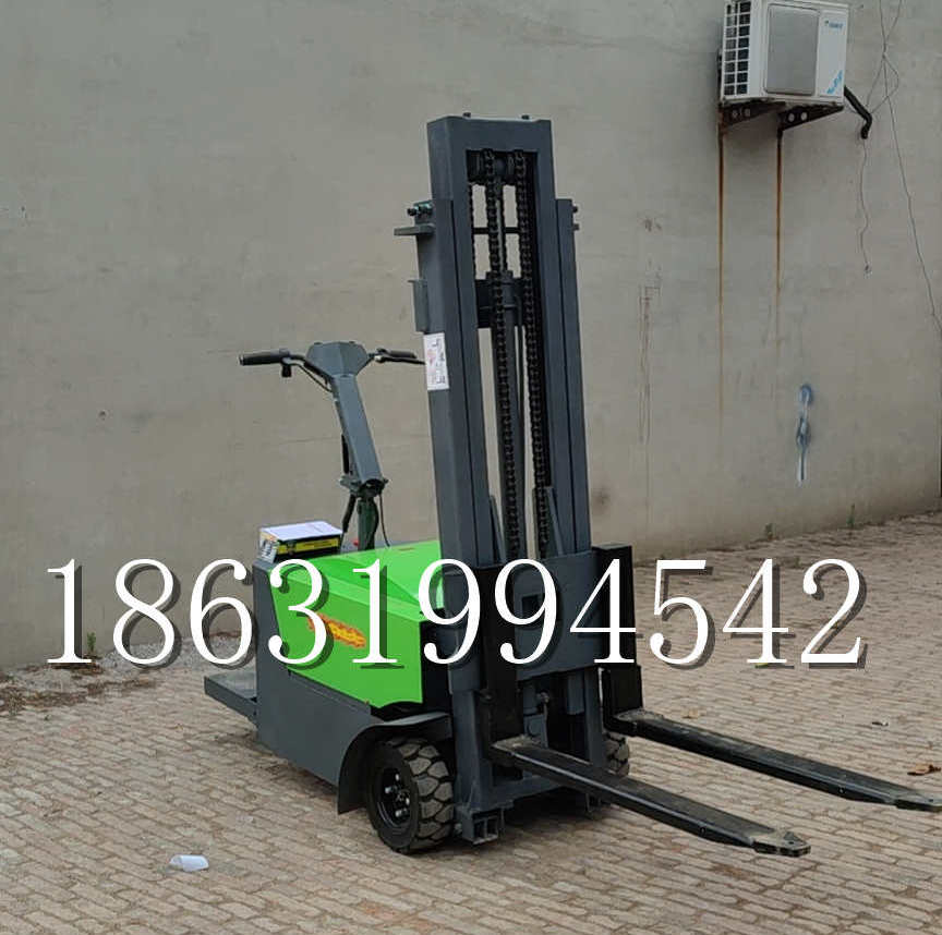 铁东区优程全电动叉车插腿式堆高车液压装卸车1.5吨升高小型站驾式铲车